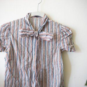 Sisley striped bow button up top